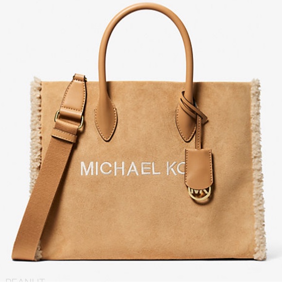 MICHAEL KORS Mirella Medium Suede and Faux Shearling Tote Bag
Peanut 
NWT - Picture 1 of 16